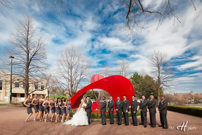 group shot at the art pice in downtown Naperville
