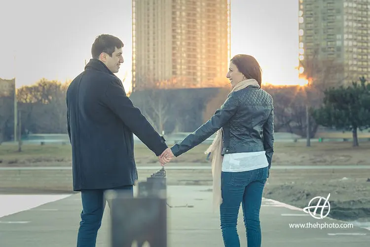 sunset in the way of the couple