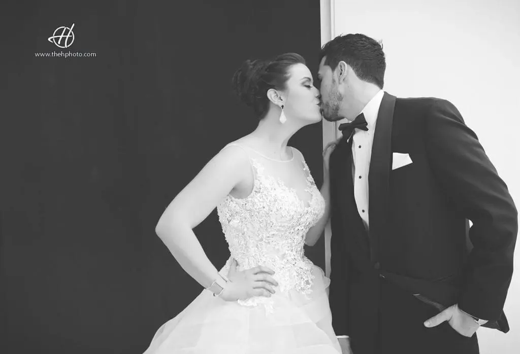 black and white wedding photo Art Institute