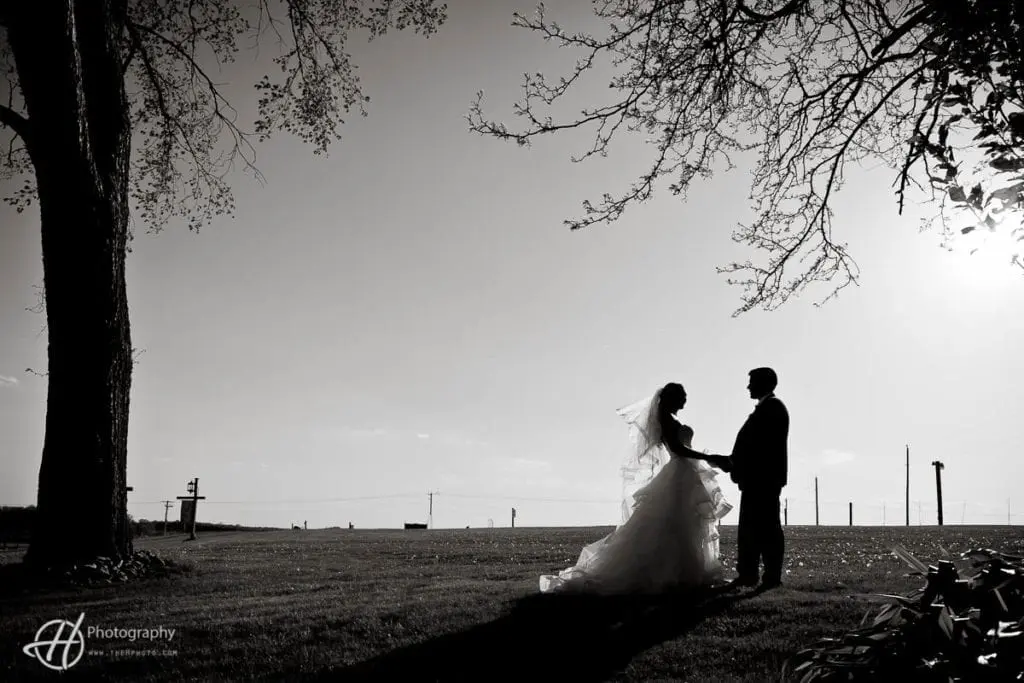 Black and white wedding photo