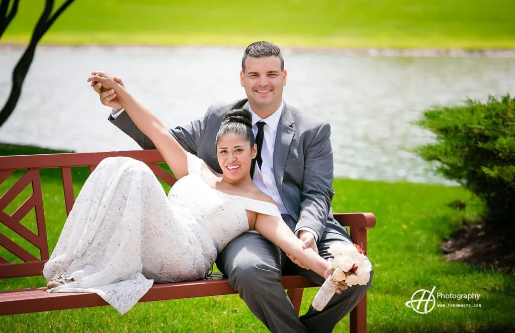 posing on a bench at Sun City 