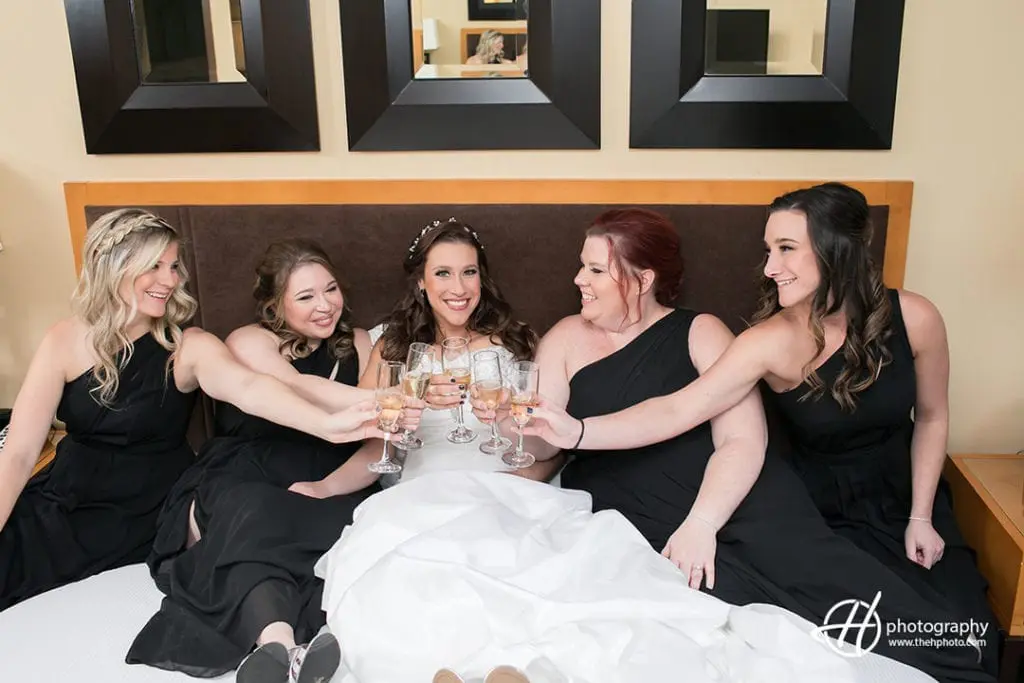 bridesmaids having fun