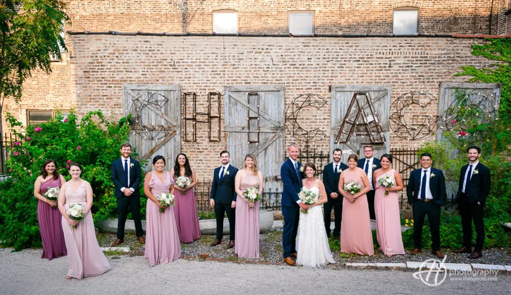 Bridal Party Group photo at Salavage One
