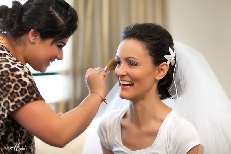 make up process for bride