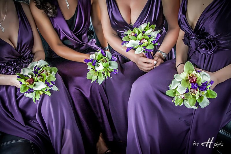 posing bridal party bouquets