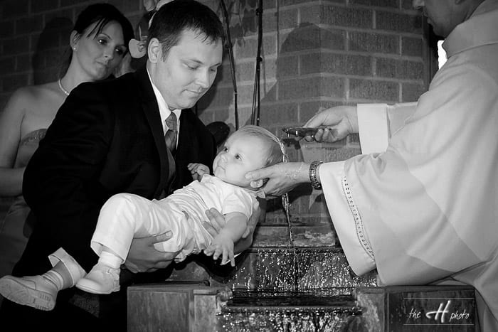 baptising the baby of the bride and groom 