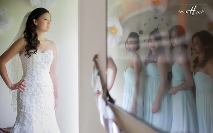 reflection with the bridesmaides