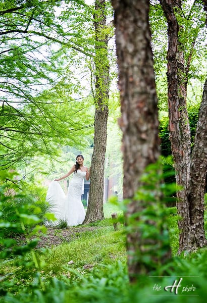 beautiful bride in forest