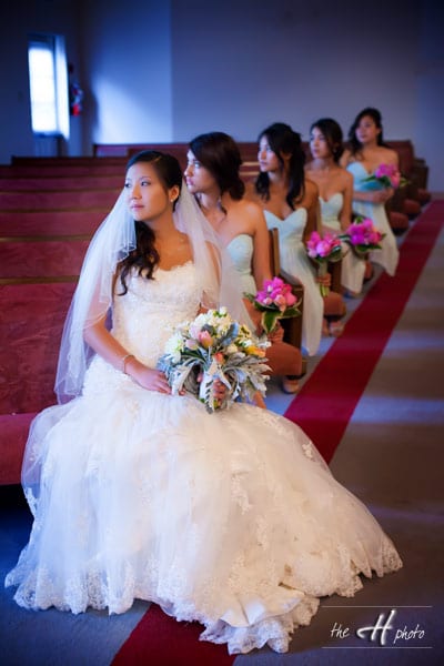 photo with the bridesmaids in church