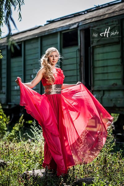 red dress on beauty model
