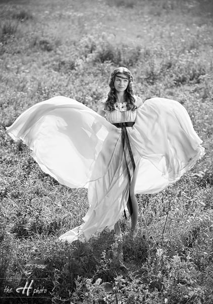 Lavinia posing with other casual dress