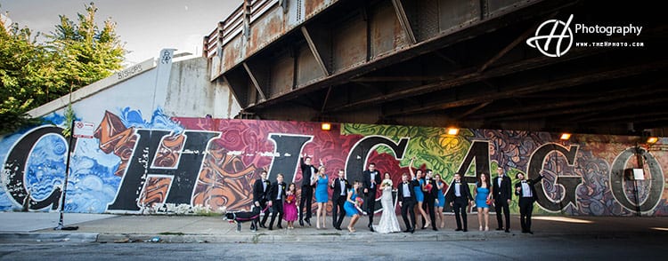 Chicago graffiti wedding photo 