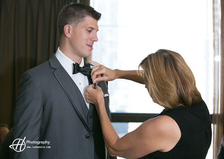 groom getting ready at Hyatt