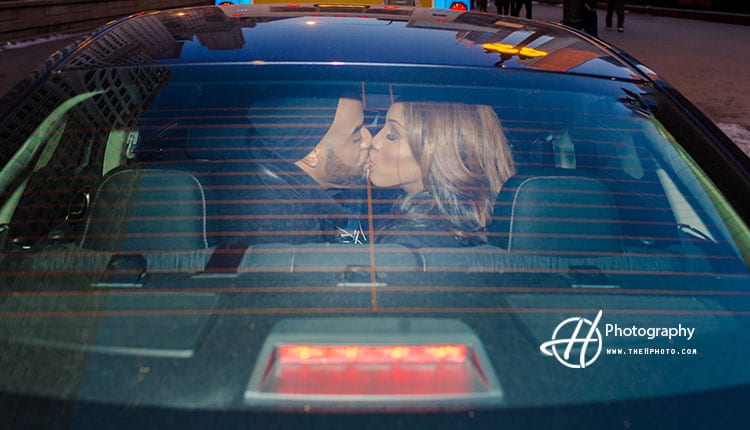 Kiss in Uber around Chicago 