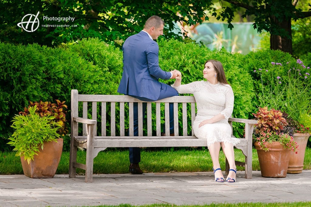 engagement on a bench
