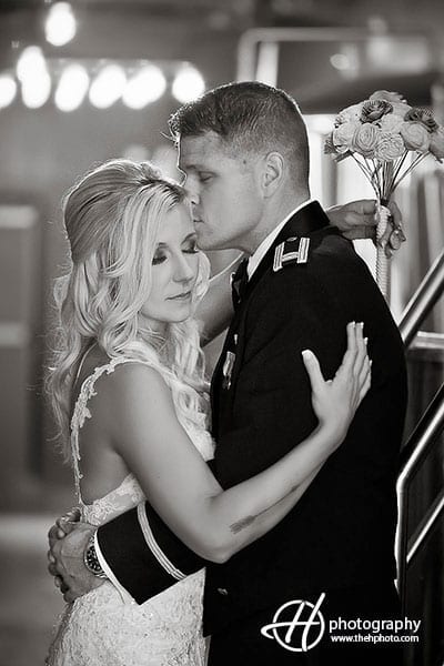 Air Force Groom kissing the bride