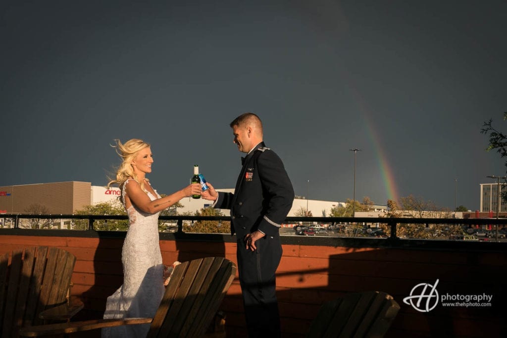 rainbow during wedding at Pinstripes Oak Brook 