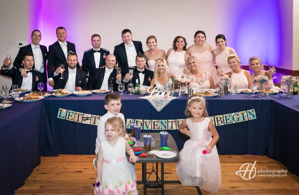 table photo with bridal party
