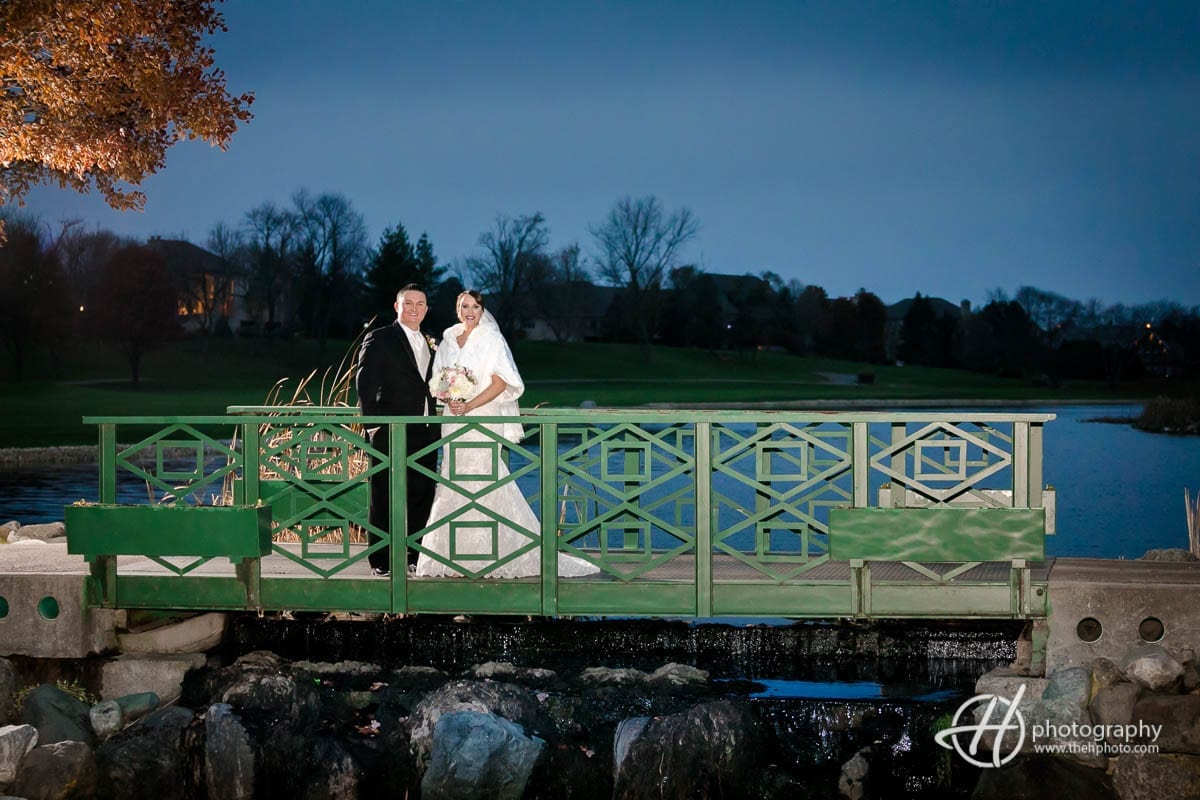 groom and bride on the bridge