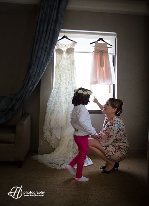 bride and flower girl