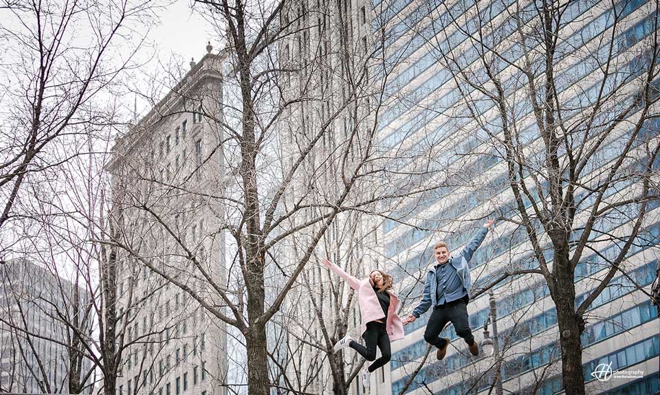 Jumping by the Michigan ave