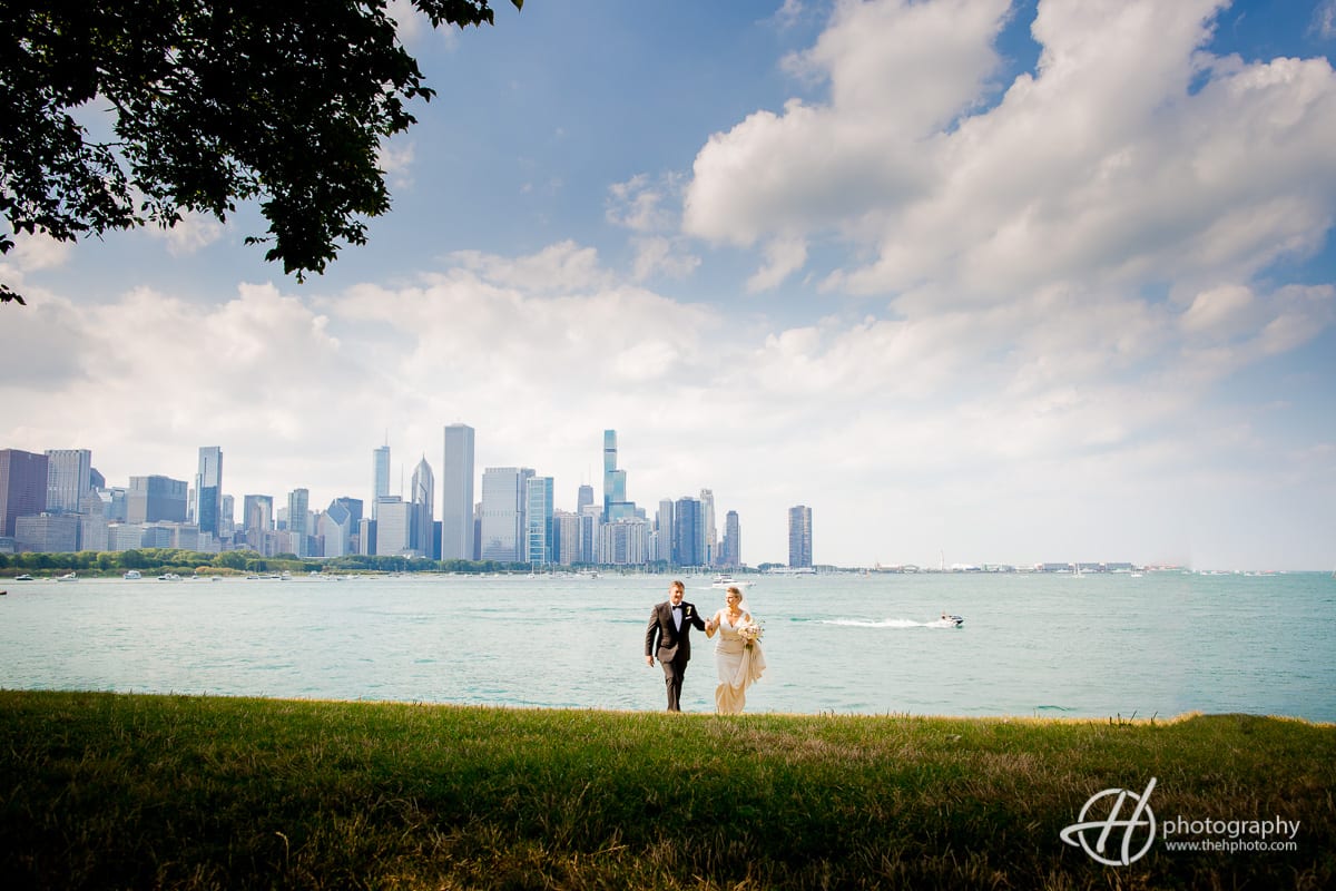 Chicago Skyline in wedding picture