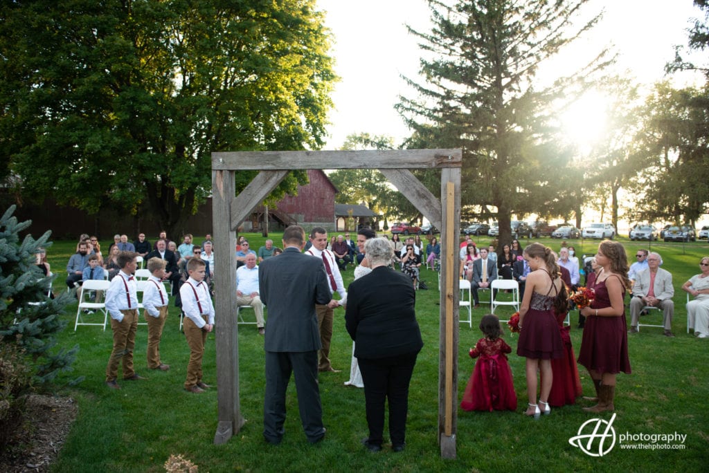 wedding ceremony at Mora Farm