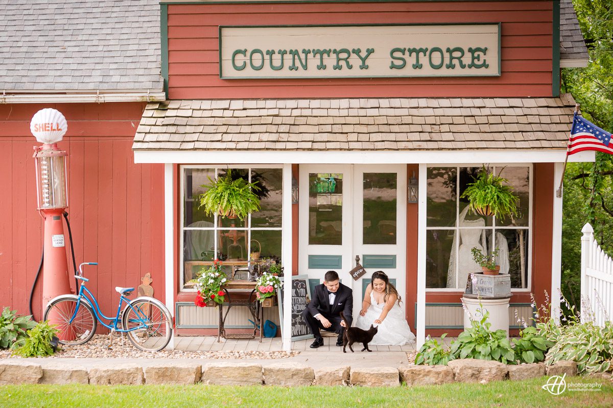 Wedding photo in front of Country Store 