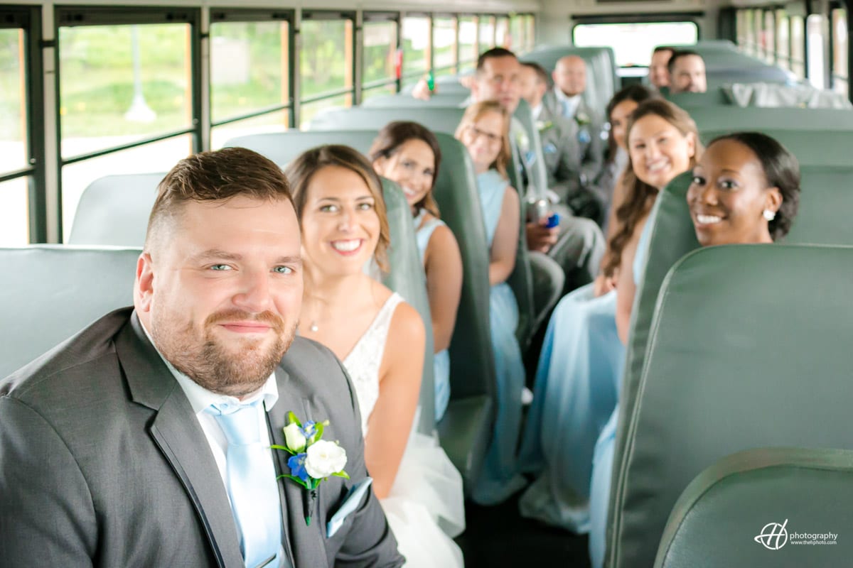 bridal party in school bus